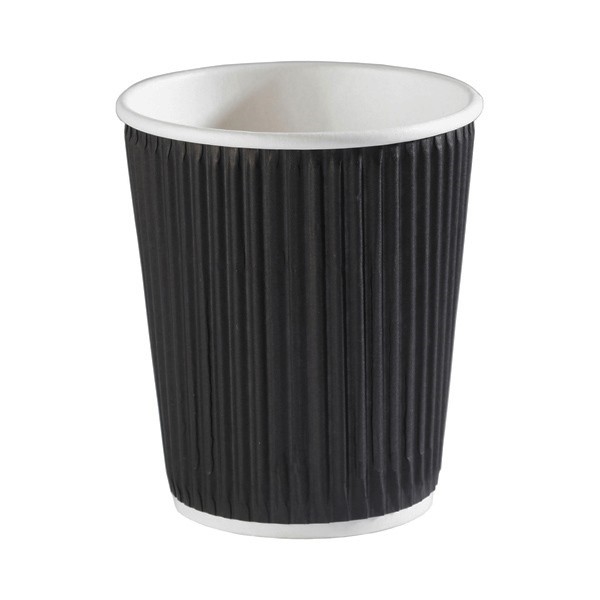 Black  Ripple Wall Hot Drink Cup 8oz (Pack of 500) - 50005