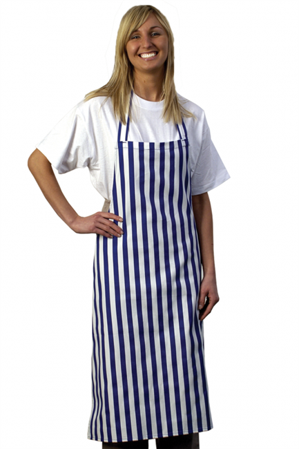 Blue/White Stripe Bib Apron - One Size - A037