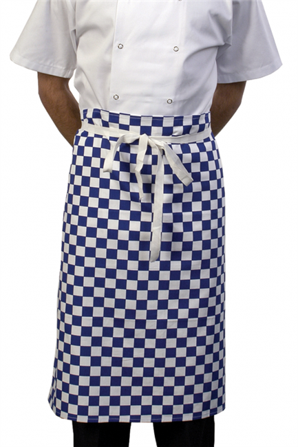 Blue/White Check Waist Apron - A043