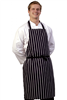 Butchers Stripe Black Bib Apron - One Size - A060