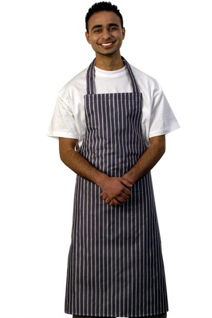 Nylon Blue White Stripe Bib Apron - One Size - A203