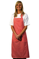 Nylon Red White Stripe Bib Apron - One Size - A204