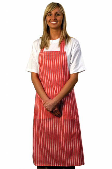 Nylon Red White Stripe Bib Apron - One Size - A204