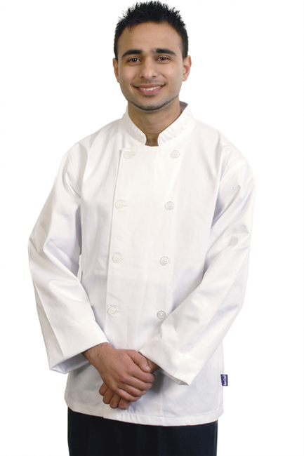 Ryan Long Sleeve Chef Jacket White - Sizes XS to XXL