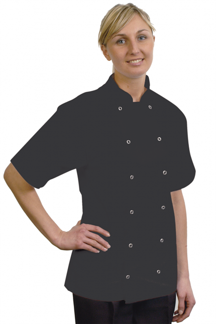 Danny Short Sleeve Chef Jacket Black- Sizes XS to XXL